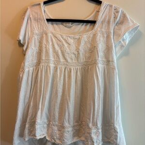 Lucky Brand White Embroidered Blouse